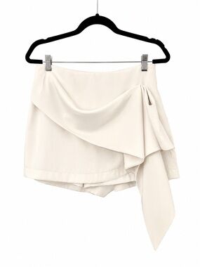 TCEC Asymmetrical Off- White Skort Size Medium Draped Wrap Skort Minimal Chic